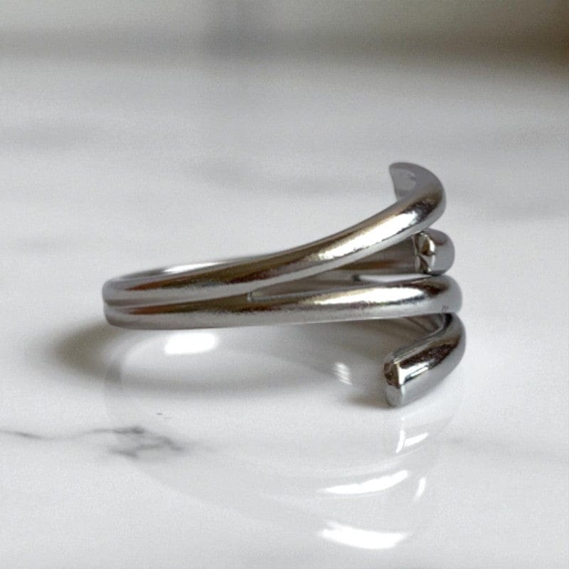 Funky Duo Adjustable Rings | PVD Silver plated - For Women | Includes: Rings (Set of 2)