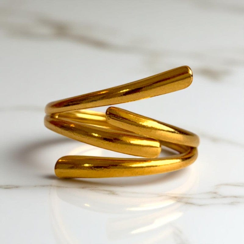 Funky Loop Adjustable Rings | 18K PVD Gold plated - For Women | Includes: Rings (Set of 2)