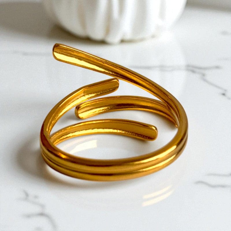 Funky Loop Adjustable Rings | 18K PVD Gold plated - For Women | Includes: Rings (Set of 2)