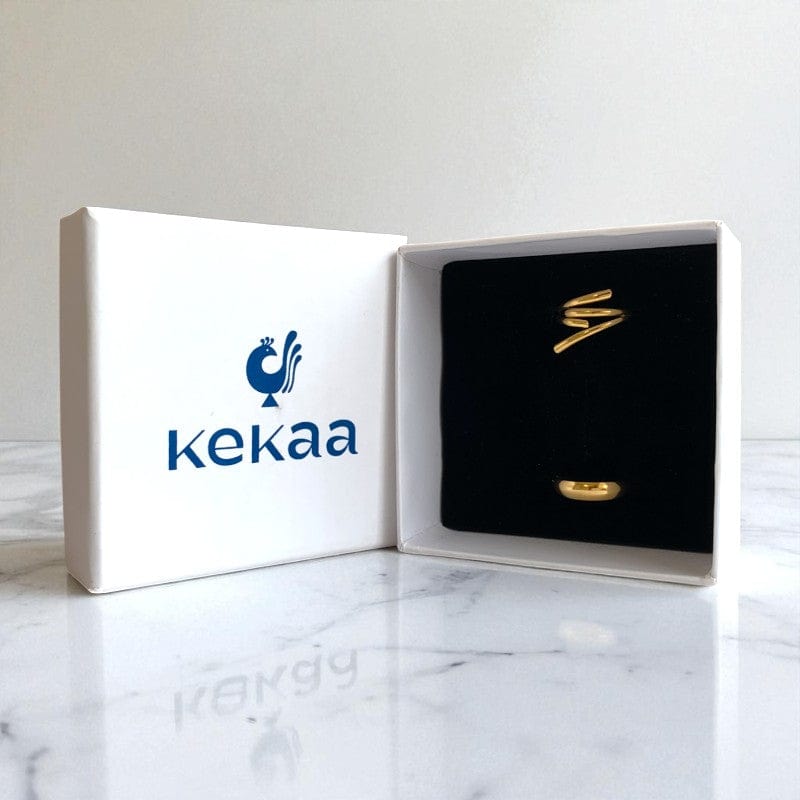 Funky Loop Adjustable Rings | 18K PVD Gold plated - For Women | Includes: Rings (Set of 2)