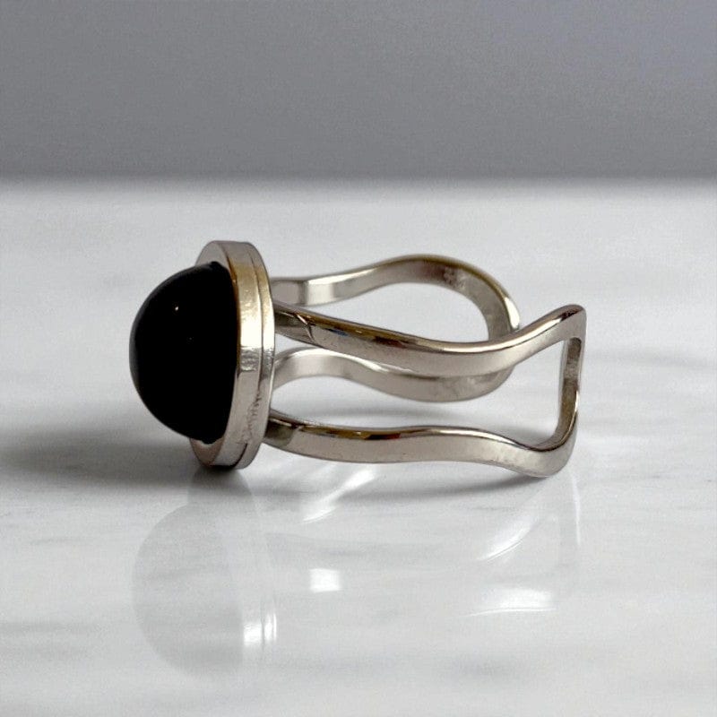 Protection Adjustable Ring | Black Obsidian - For Unisex | Includes: Ring