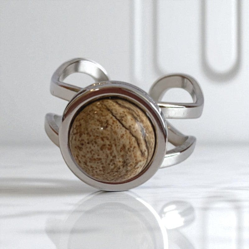 Grounding Adjustable Ring | Picture Jasper - For Unisex | Includes: Ring