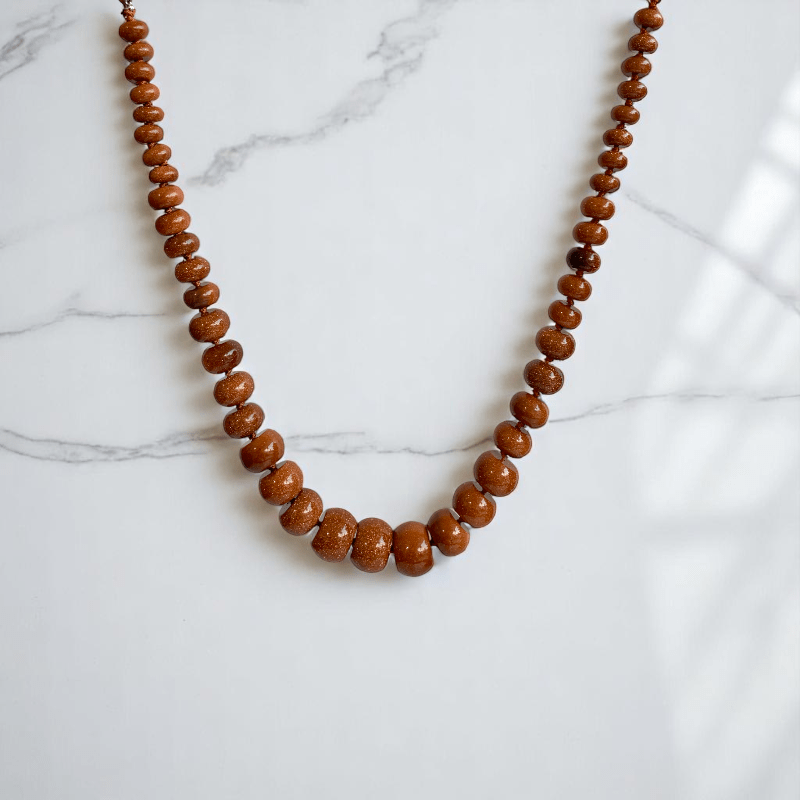 Solar Glow Necklace | Oblate Red Sunstone - For Women | Includes: Necklace