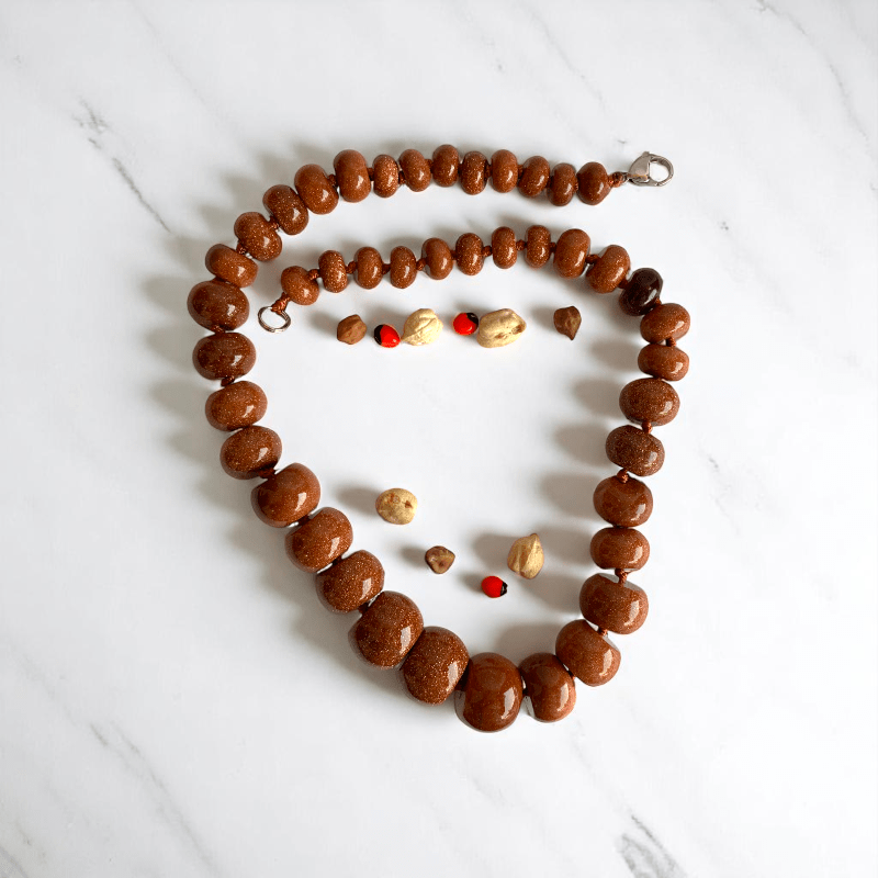 Solar Glow Necklace | Oblate Red Sunstone - For Women | Includes: Necklace