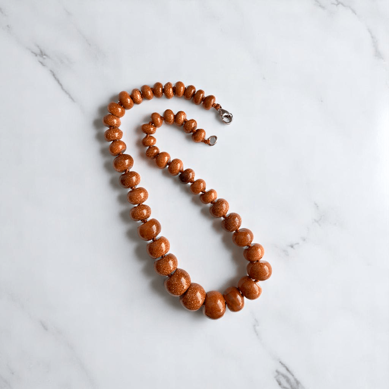 Solar Glow Necklace | Oblate Red Sunstone - For Women | Includes: Necklace