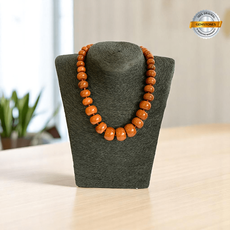 Solar Glow Necklace | Oblate Red Sunstone - For Women | Includes: Necklace