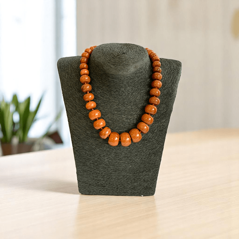 Solar Glow Necklace | Oblate Red Sunstone - For Women | Includes: Necklace