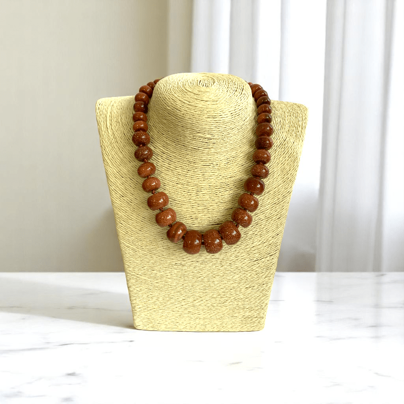Solar Glow Necklace | Oblate Red Sunstone - For Women | Includes: Necklace