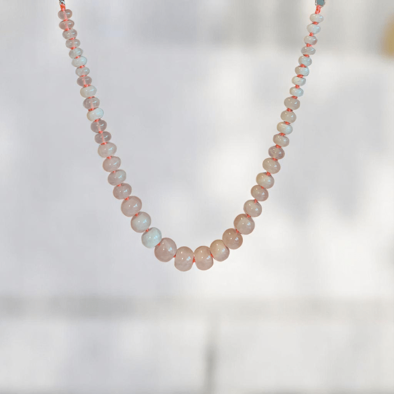 Blush Essence | Rose Quartz Oblate Stone - For Women | Includes: Necklace