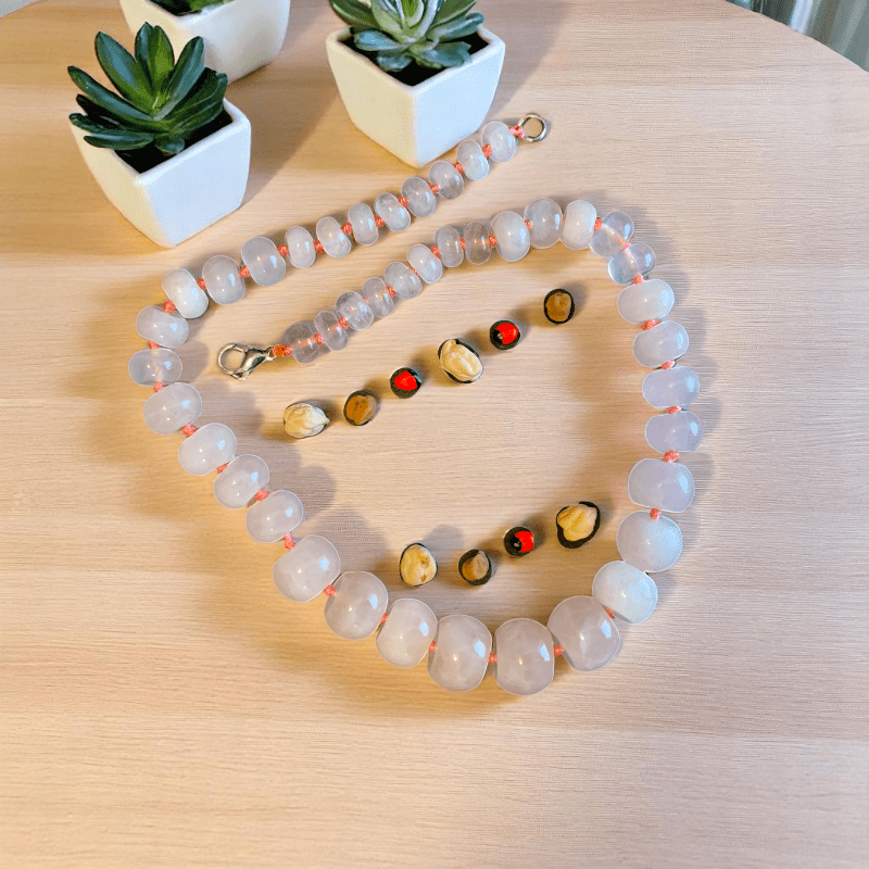 Blush Essence | Rose Quartz Oblate Stone - For Women | Includes: Necklace