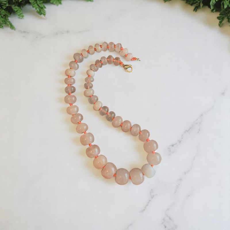 Blush Essence | Rose Quartz Oblate Stone - For Women | Includes: Necklace