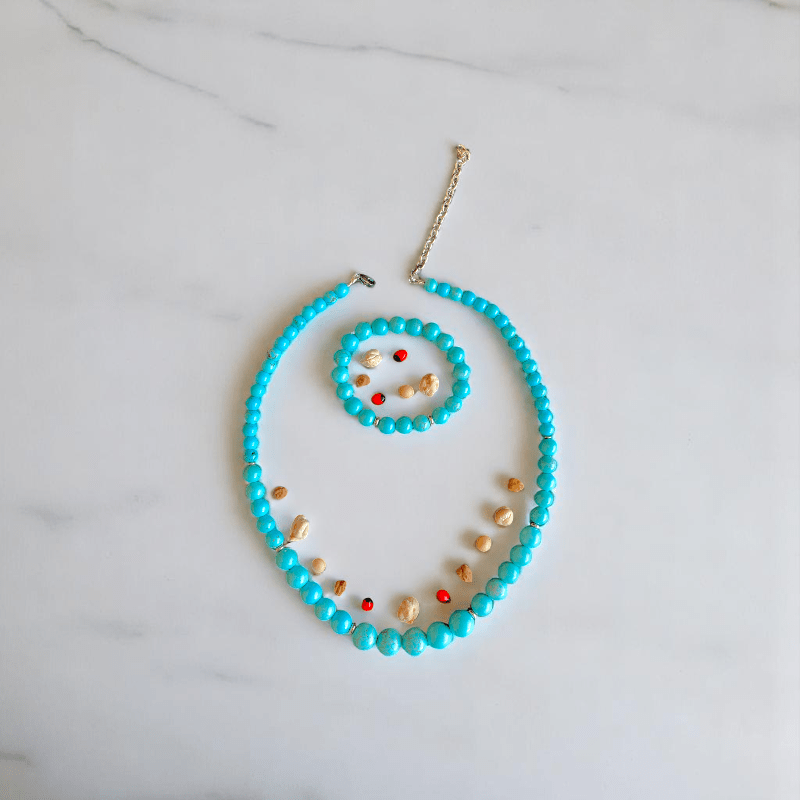 Tranquil Turquoise Set | Turquoise Stone - For Women | Includes: Necklace, Bracelet