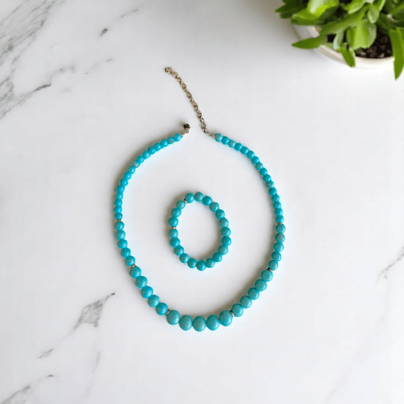 Tranquil Turquoise Set | Turquoise Stone - For Women | Includes: Necklace, Bracelet