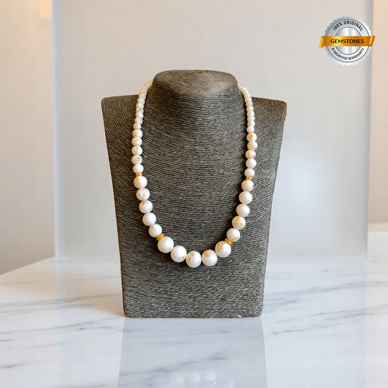 Pearlescent Grace Set | Mother of Pearl Stone - For Women | Includes: Necklace, Bracelet
