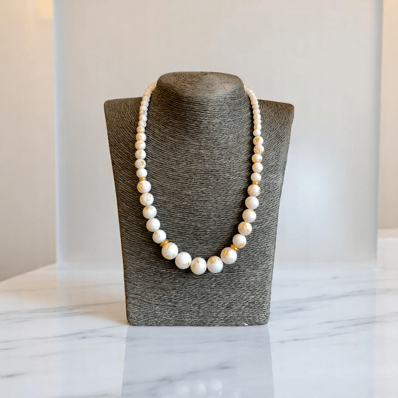 Pearlescent Grace Set | Mother of Pearl Stone - For Women | Includes: Necklace, Bracelet
