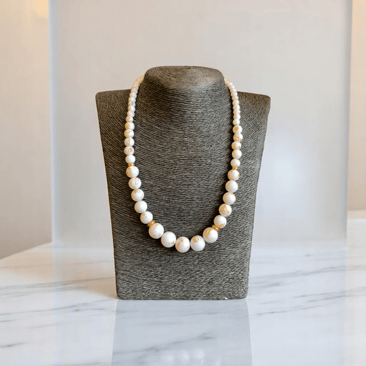 Pearlescent Grace Set | Mother of Pearl Stone - For Women | Includes: Necklace, Bracelet
