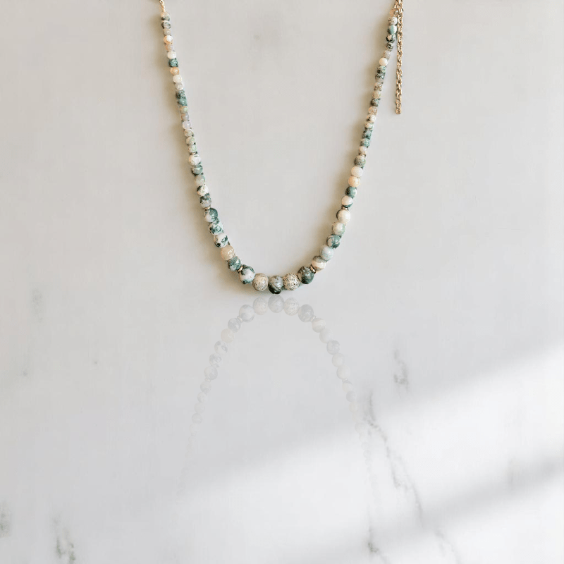 Elegant Roots Set | Tree Agate Stone - For Women | Includes: Necklace, Bracelet