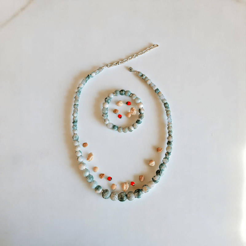 Elegant Roots Set | Tree Agate Stone - For Women | Includes: Necklace, Bracelet