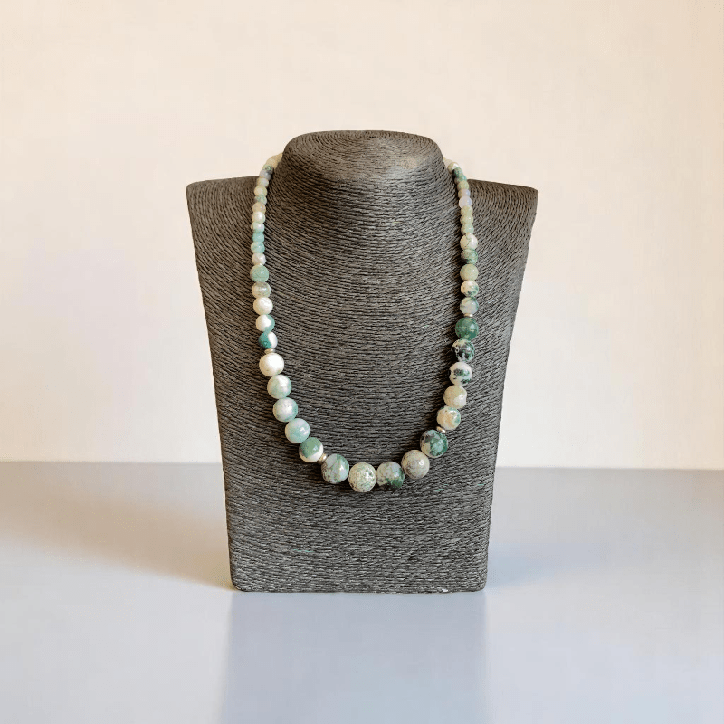Elegant Roots Set | Tree Agate Stone - For Women | Includes: Necklace, Bracelet