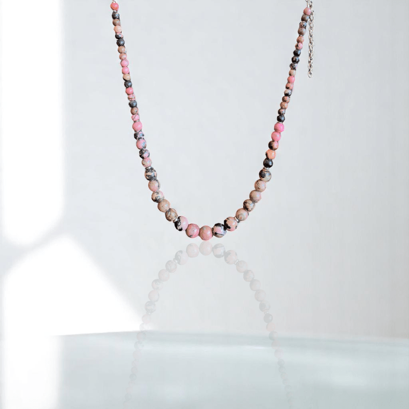 Blush Stone Set | Rhodonite Stone - For Women | Includes: Necklace, Bracelet