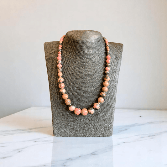 Blush Stone Set | Rhodonite Stone - For Women | Includes: Necklace, Bracelet