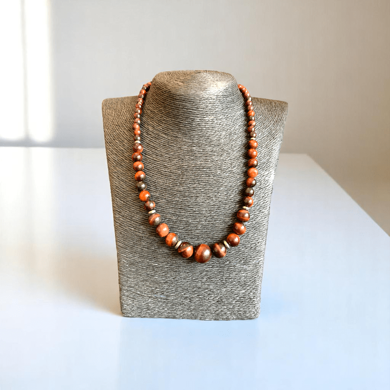 Crimson Strength Set | Red Tiger Eye Stone - For Women | Includes: Necklace, Bracelet