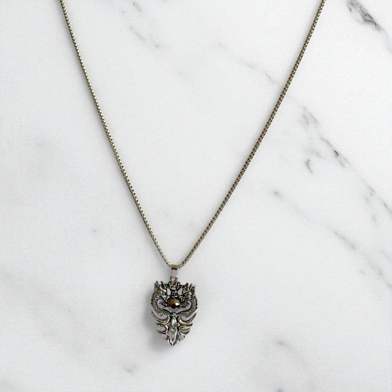 Mythic Double Dragon Necklace | Premium Alloy - For Men | Includes: Necklace