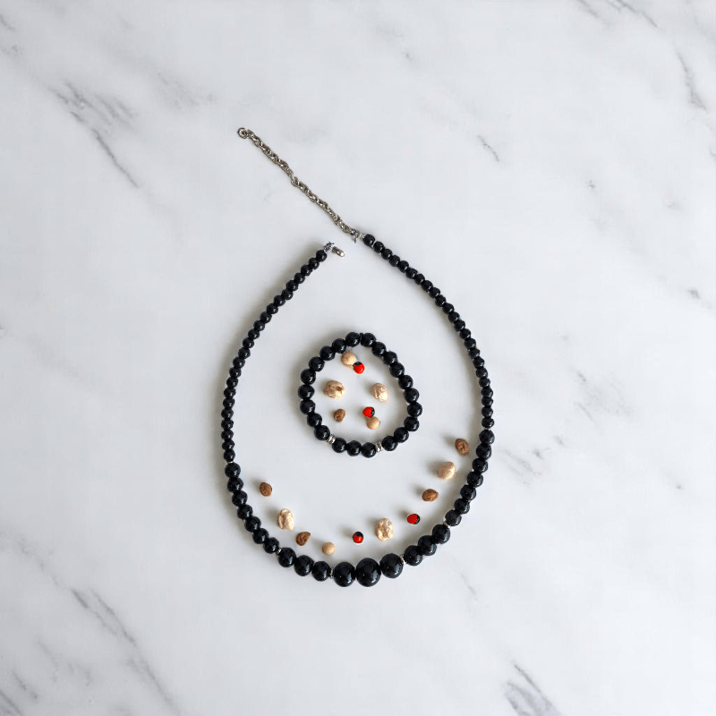 Midnight Shield Set | Black Obsidian Stone - For Women | Includes: Necklace, Bracelet