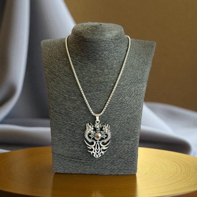 Mythic Double Dragon Necklace | Premium Alloy - For Men | Includes: Necklace