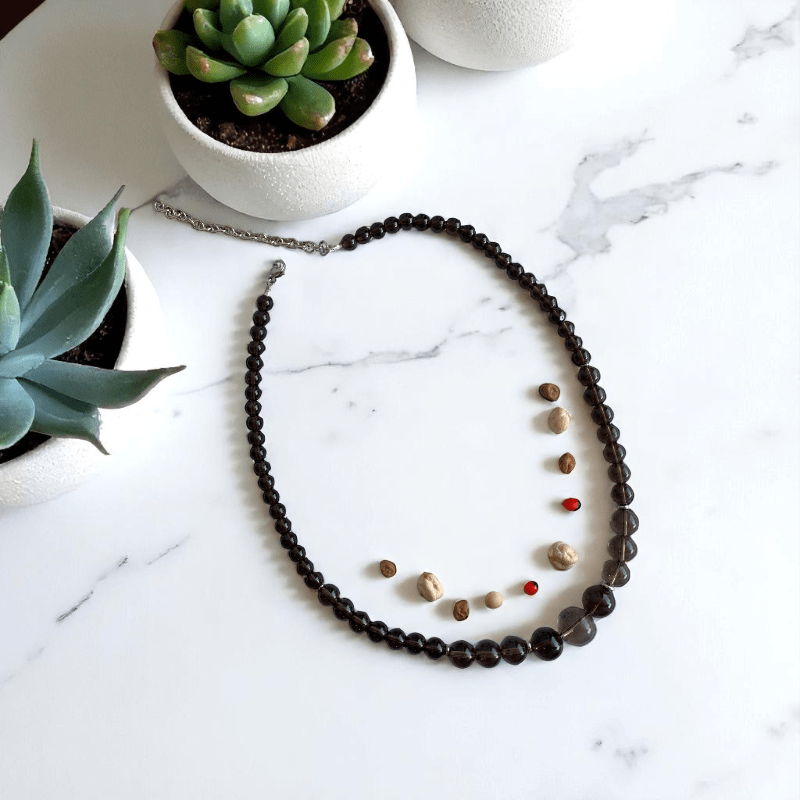 Dusky Glow Necklace | Smoky Quartz Stone - For Women | Includes: Necklace