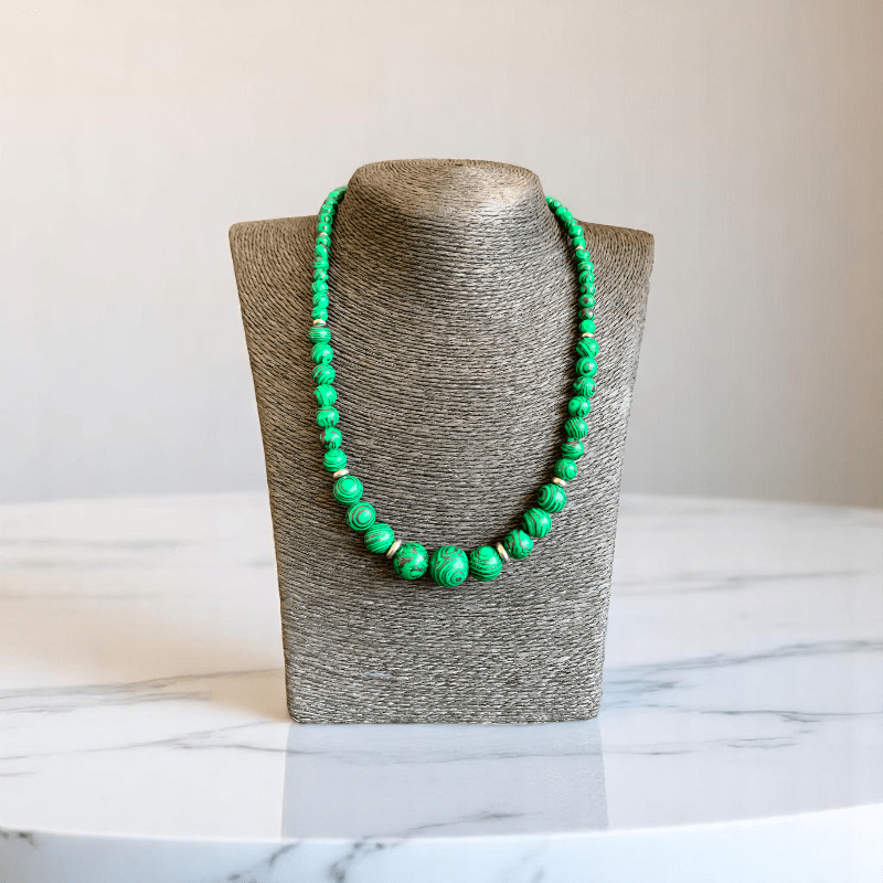 Emerald Flow Set | Malachite Stone - For Women | Includes: Necklace, Bracelet