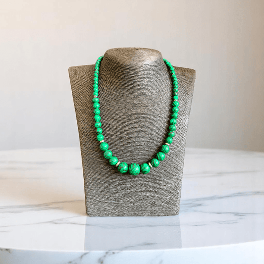 Emerald Flow Set | Malachite Stone - For Women | Includes: Necklace, Bracelet