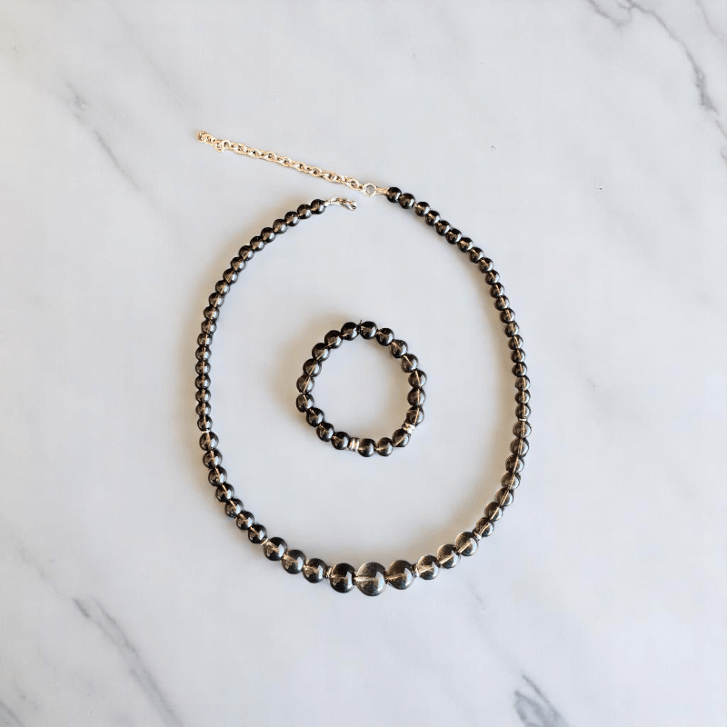 Smoky Elegance Set | Smoky Stone - For Women | Includes: Necklace, Bracelet