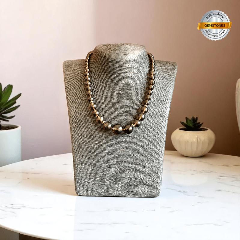 Dusky Glow Necklace | Smoky Quartz Stone - For Women | Includes: Necklace