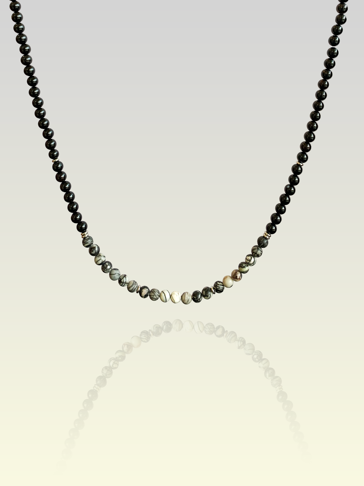 Webbed Black Jasper Set | Black Web Jasper - For Unisex | Includes: Necklace & Bracelet