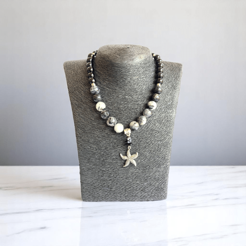 Ocean Mystique Set | Black Obsidian & Black Rutile Stone - For Women | Includes: Necklace, Bracelet, Earrings