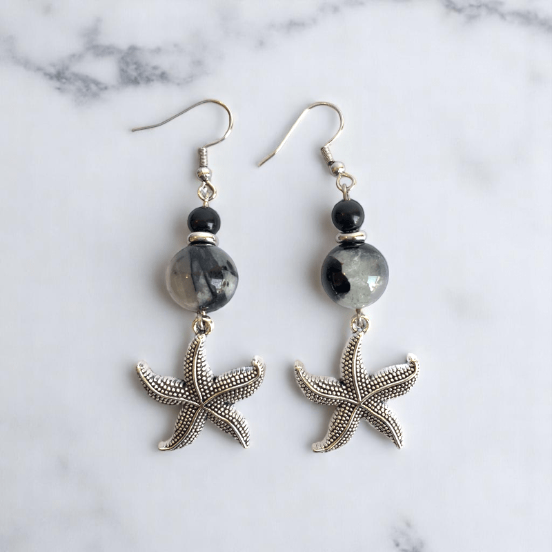 Ocean Mystique Set | Black Obsidian & Black Rutile Stone - For Women | Includes: Necklace, Bracelet, Earrings