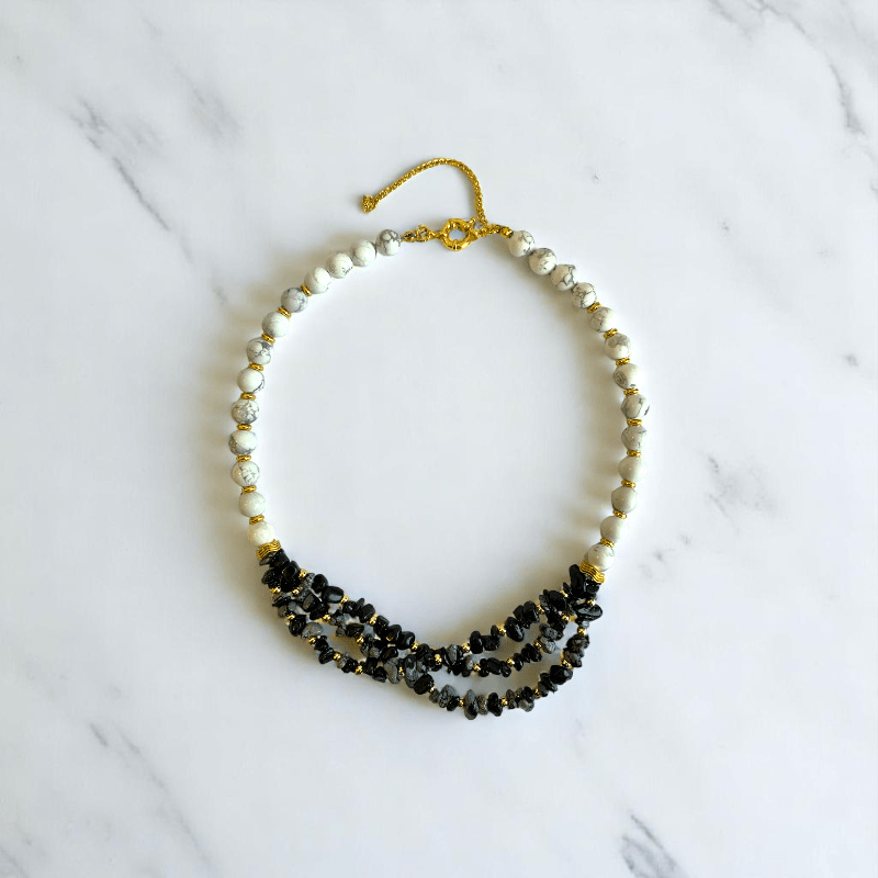 Winter Calm Set | Snowflake Stone & White Howlite - For Women | Includes: Necklace, Bracelet, Earring