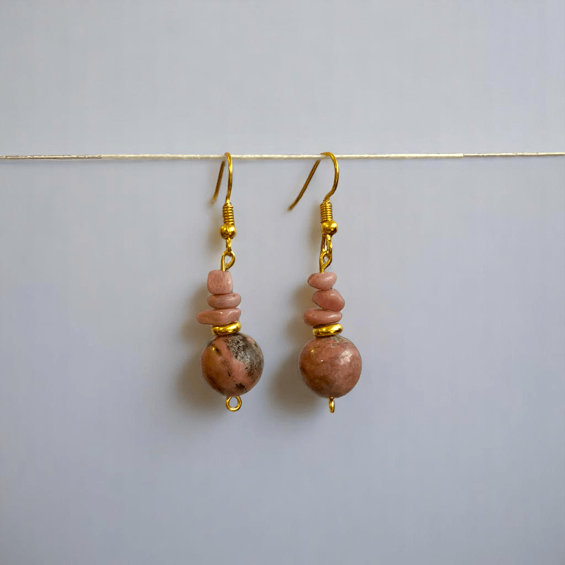 Blushing Set | Rhodonite Stone - For Women | Includes: Necklace, Bracelet, Earring