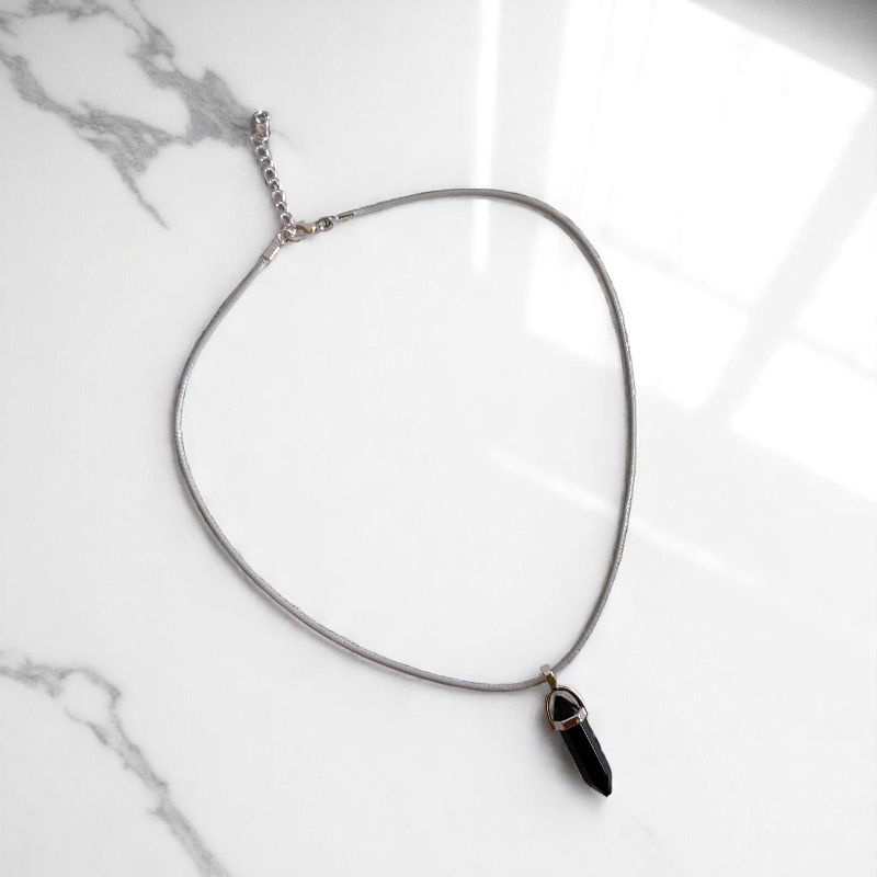 Shielding Pencil Necklace | Black Obsidian - For Kids | Includes: Necklace