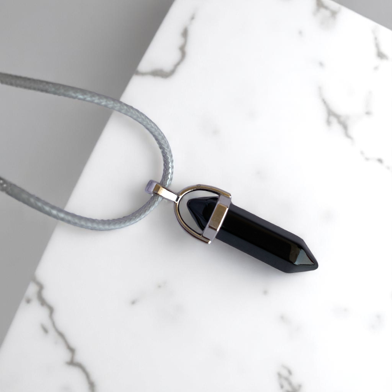 Shielding Pencil Necklace | Black Obsidian - For Kids | Includes: Necklace