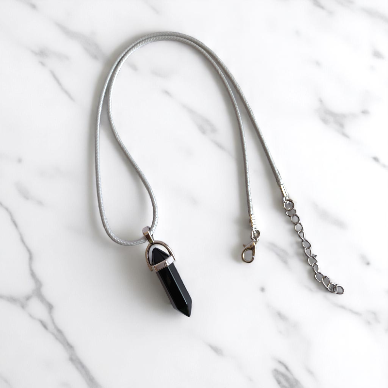 Shielding Pencil Necklace | Black Obsidian - For Kids | Includes: Necklace