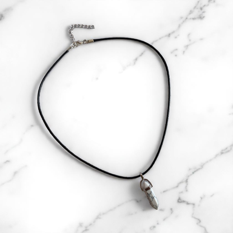 Calming Pencil Necklace | Howlite Stone - For Kids | Includes: Necklace