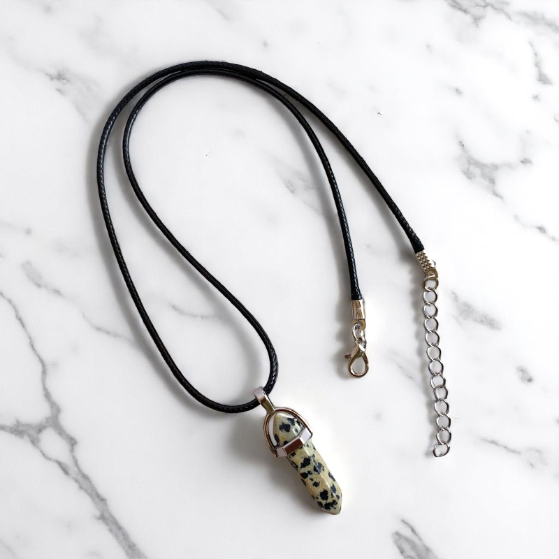 Playful Pencil Necklace | Dalmatian Jasper - For Kids | Includes: Necklace