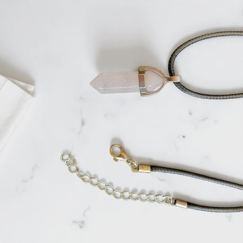 Love Pencil Necklace | Rose Quartz - For Kids | Includes: Necklace