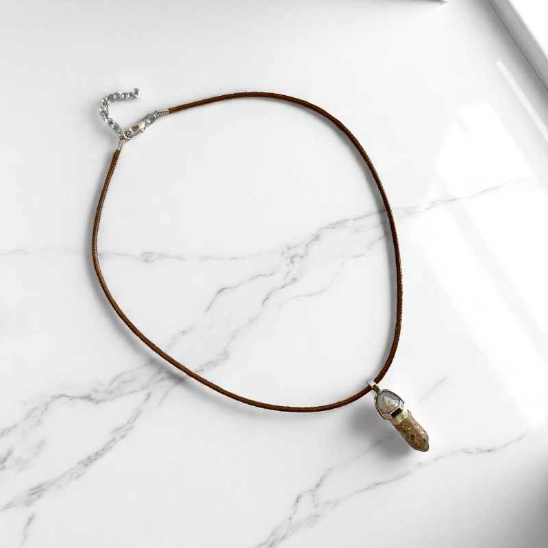 Soothing Pencil Necklace | Magnesite Agate - For Kids | Includes: Necklace