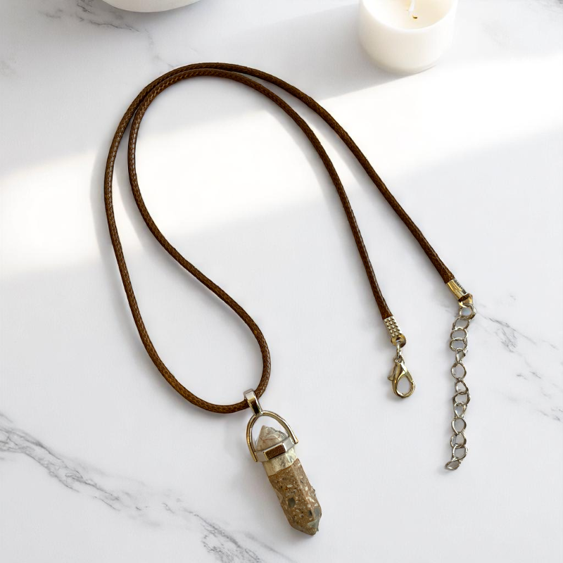 Soothing Pencil Necklace | Magnesite Agate - For Kids | Includes: Necklace