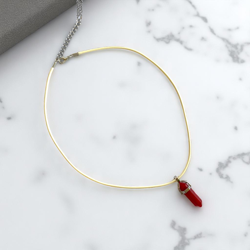 Courage Pencil Necklace | Red Onyx - For Kids | Includes: Necklace