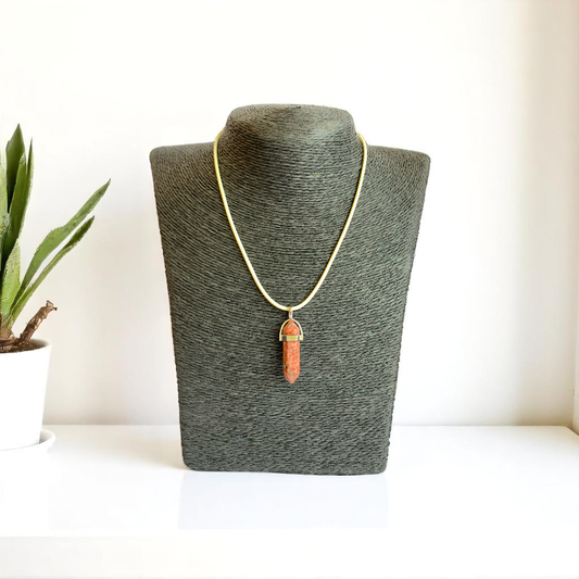 Strength Pencil Necklace | Red Jasper - For Kids | Includes: Necklace