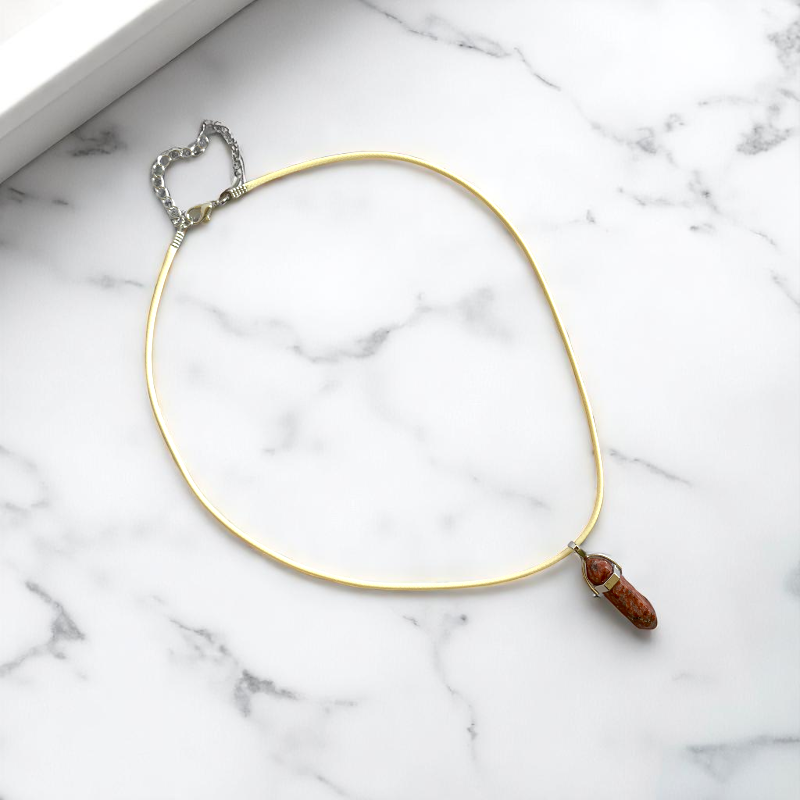Strength Pencil Necklace | Red Jasper - For Kids | Includes: Necklace